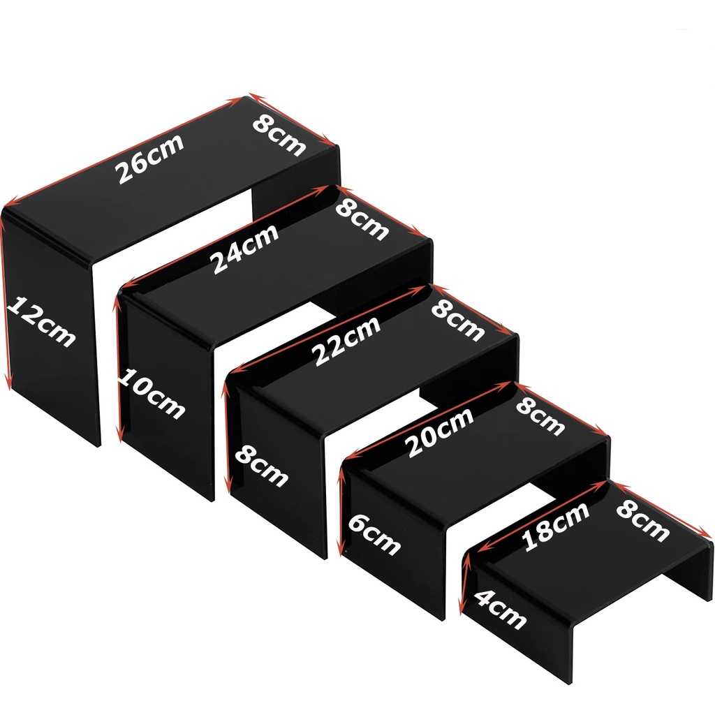 Combo 5 kệ Mica chữ U - dày 3mm 4mm 5mm