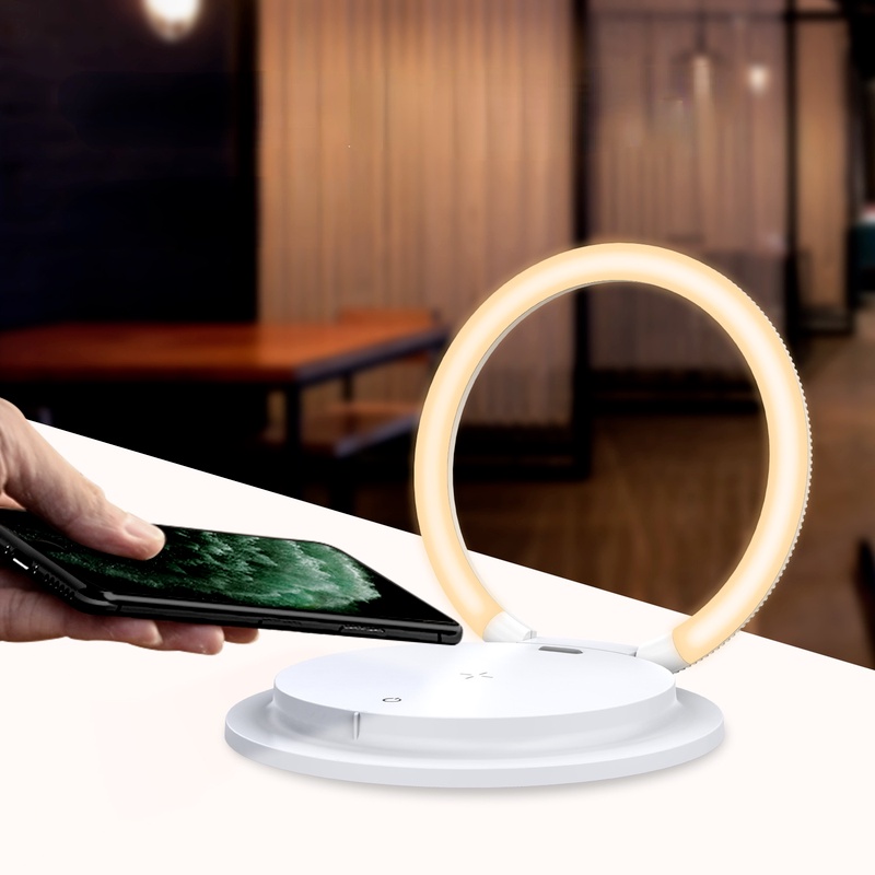 Đèn Ngủ Không Dây Sạc USB 15W Cảm Ứng Có Giá Đỡ Sáng Tạo