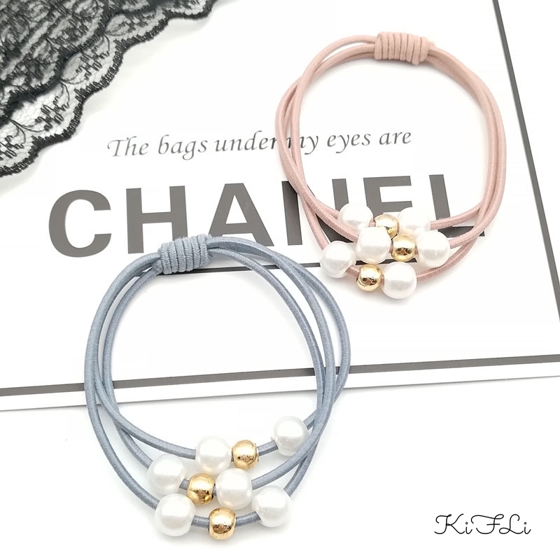 Dây buộc tóc co giãn đính ngọc trai giả xinh xắn