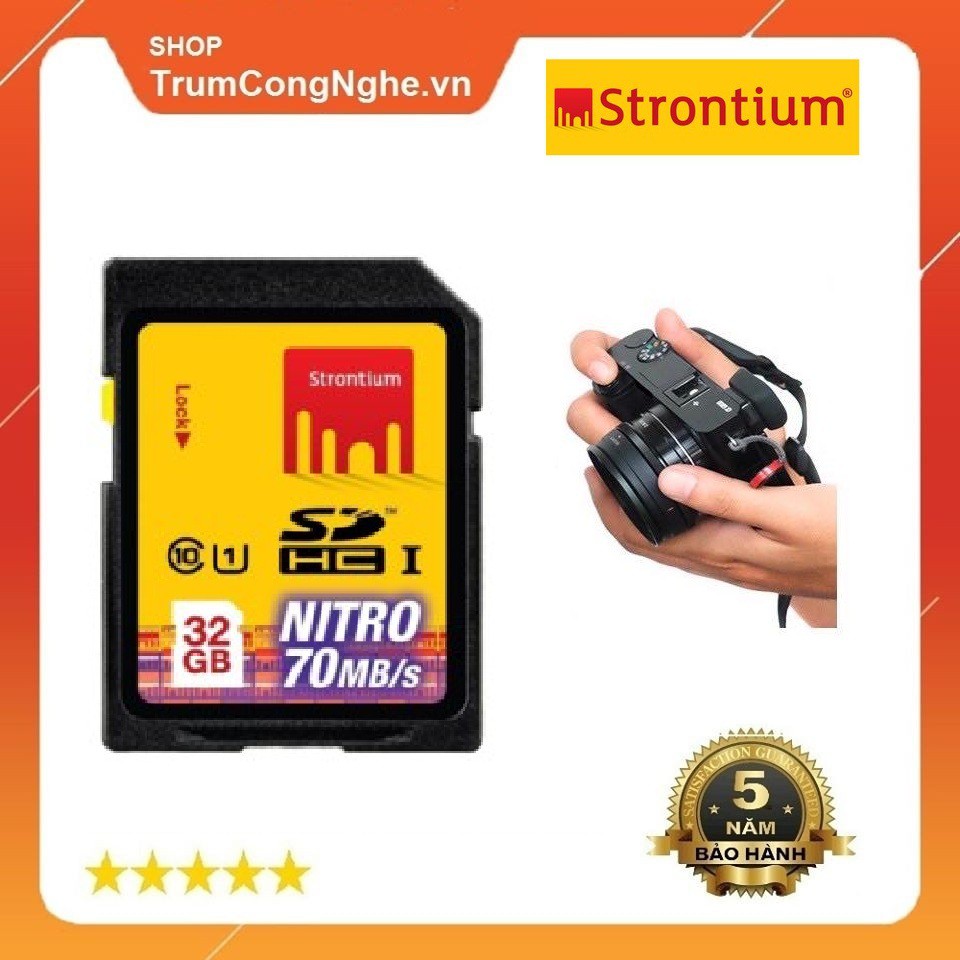Thẻ nhớ SD máy ảnh Strontium Nitro 32GB class10 70mb/s Tốc độ cao - Phân Phối Hàng Chính Hãng