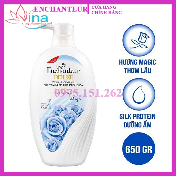 Sữa tắm nước hoa enchanteur charming 650g các loại