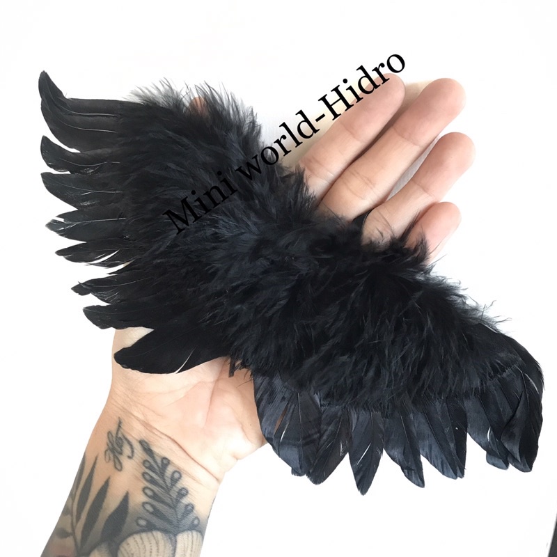 Phụ kiện mô hình cánh thiên thần trắng đen lông vũ búp bê Barbie Baboliy BJD tỉ lệ 1/8, 1/6