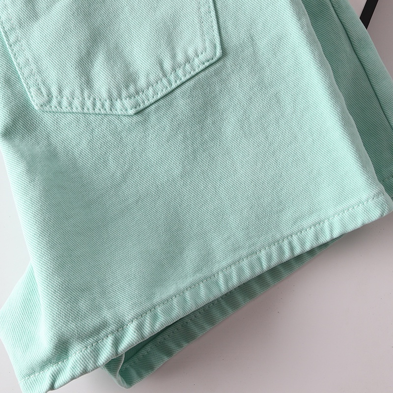 Quần Short Denim Xanh Lá Lưng Cao Dáng Ôm Size Lớn Phong Cách Châu Âu Dễ Phối Đồ Cho Chị Em Gái
