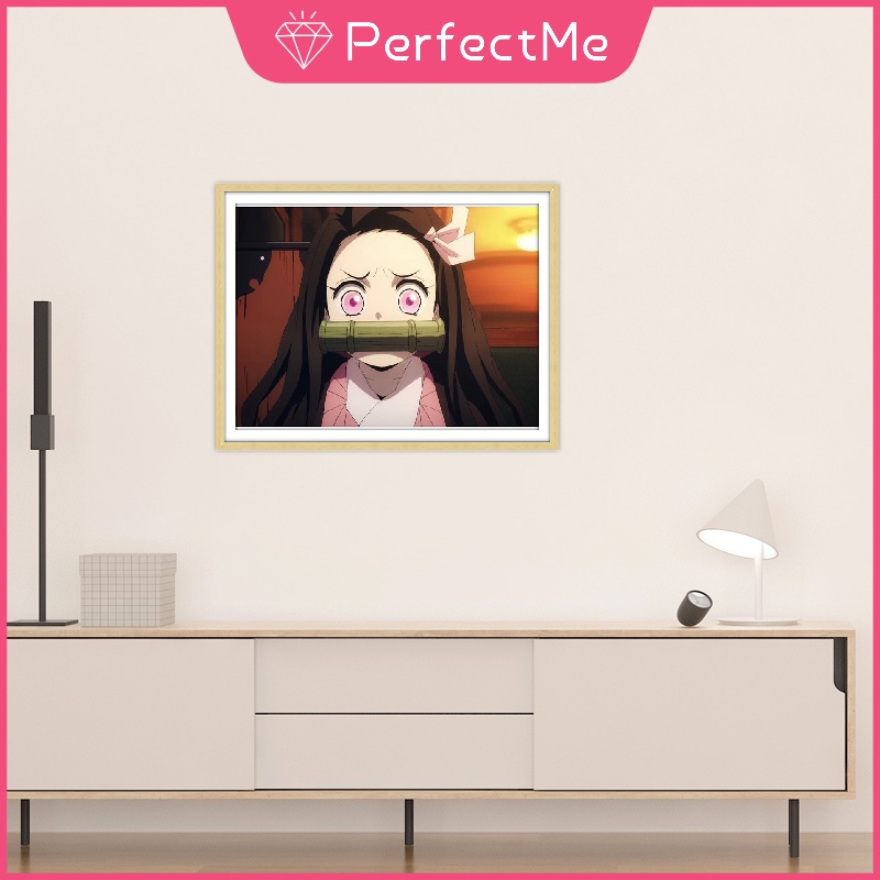 Bộ tranh đính đá họa tiết hoạt hình Demon Slayer độc đáo kích thước 40x30