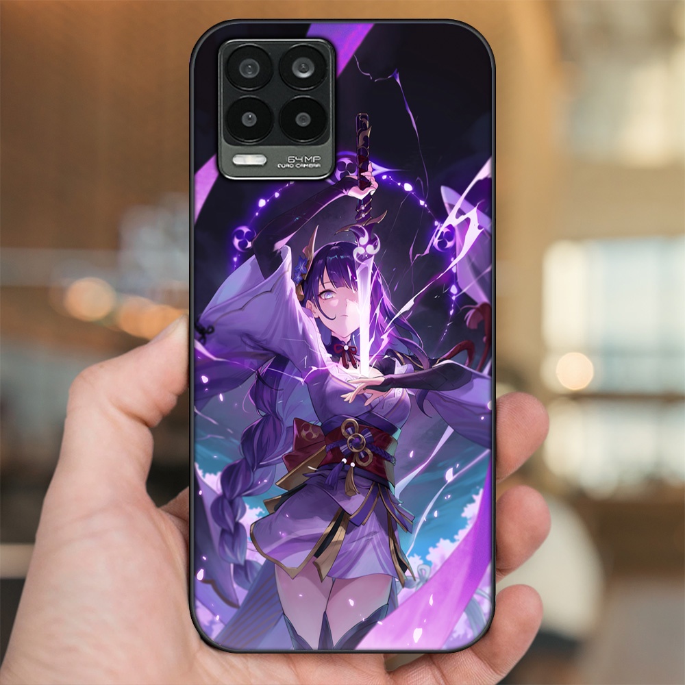 Ốp lưng Realme 8, 8 Pro viền đen in hình Raiden Shogun Genshin Impact