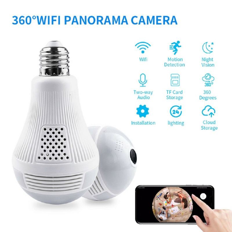 Camera Ip Wifi 380 Độ Bóng Đèn Không Dây V380