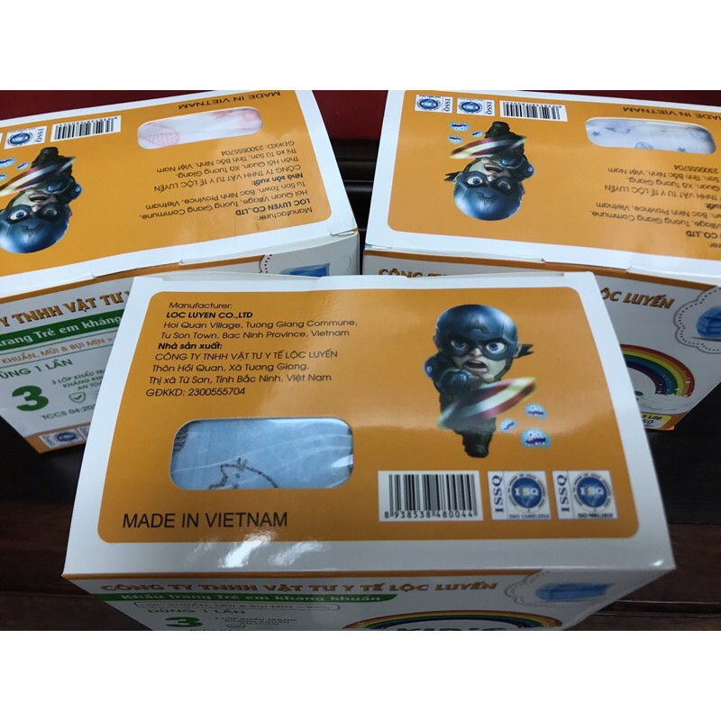 Khẩu trang y tế Lộc Luyến Medical Trẻ Em kháng khuẩn 3 lớp , hộp 50 chiếc - Ipek_Shop