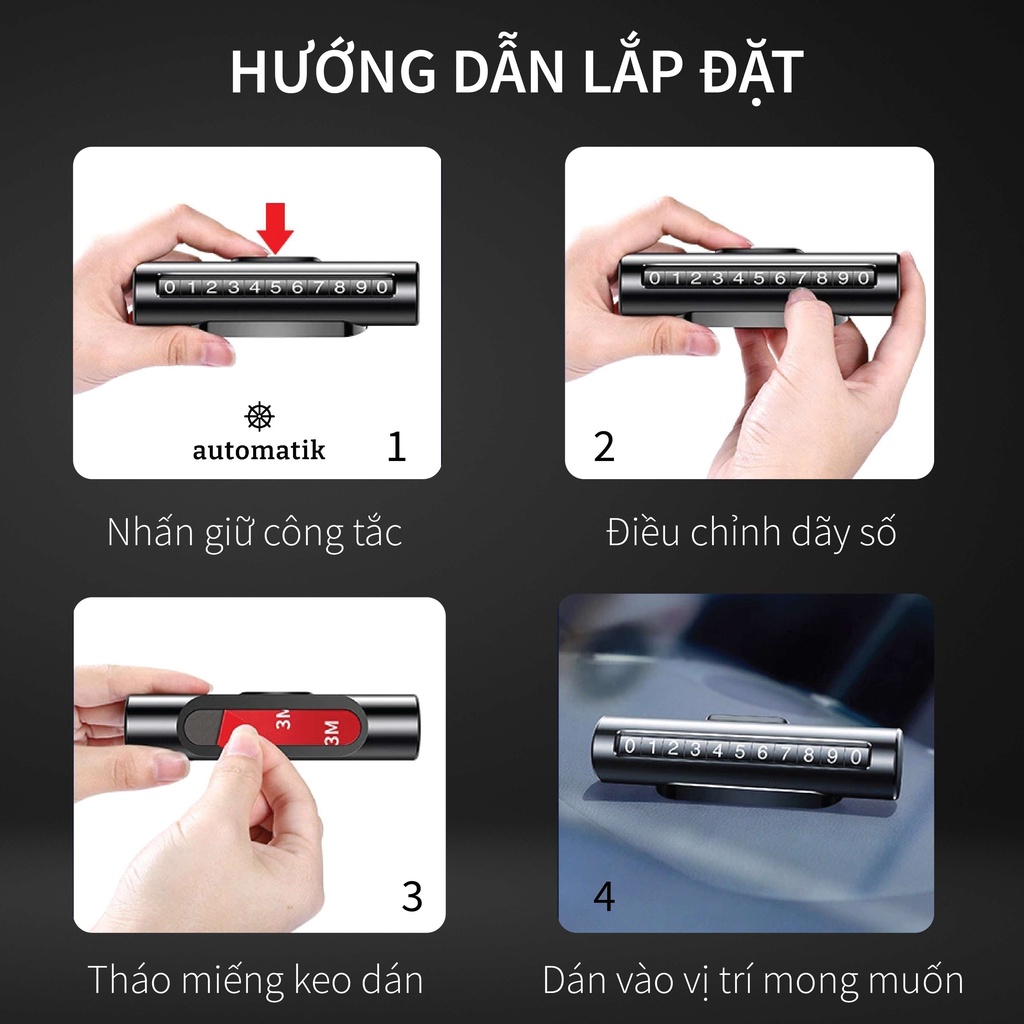 Bảng Ghi Số Điện Thoại Trên Xe Ô Tô, Xe Hơi, Bảng Sdt Gắn Trên Taplo Oto, Xoay Số, Trang Trí, Dễ Thương - Automatik