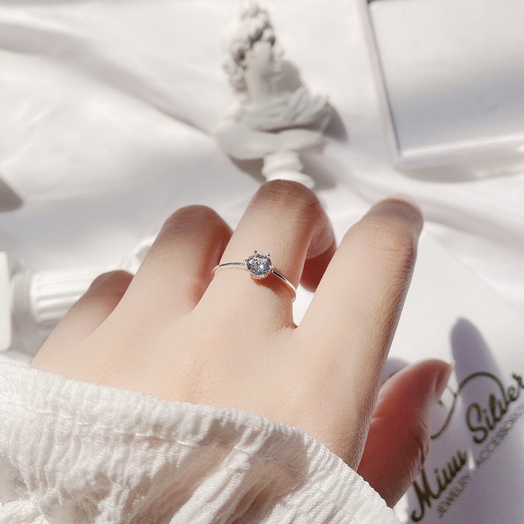 Nhẫn bạc nữ Miuu Silver, nhẫn đính đá 6 trấu Caryl Ring