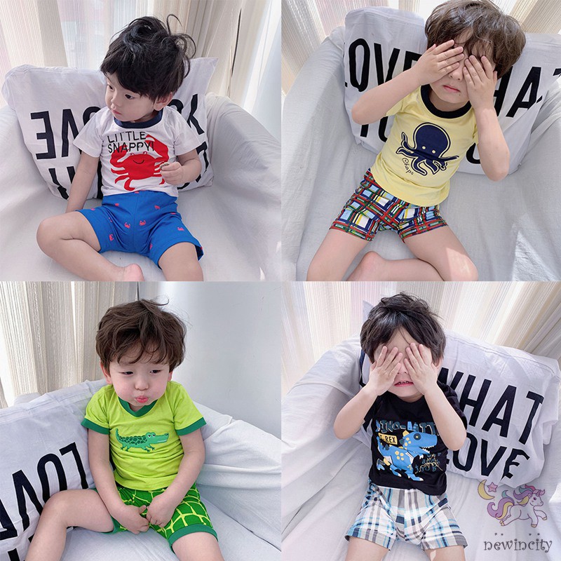 Set Áo Thun Tay Ngắn &amp; Quần Đùi Cho Bé Trai