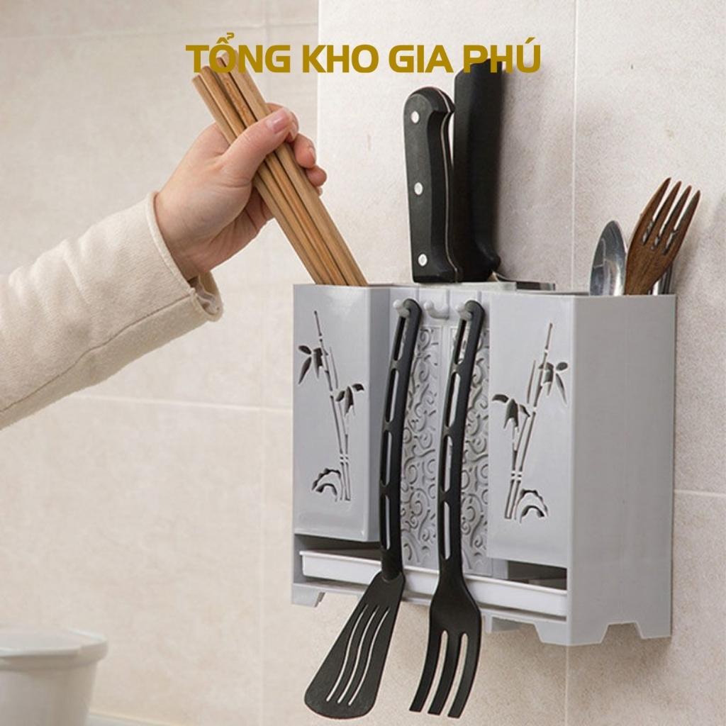Ống đựng đũa treo tường , ống đựng đũa dán tường có kèm móc dán kiểu cây trúc