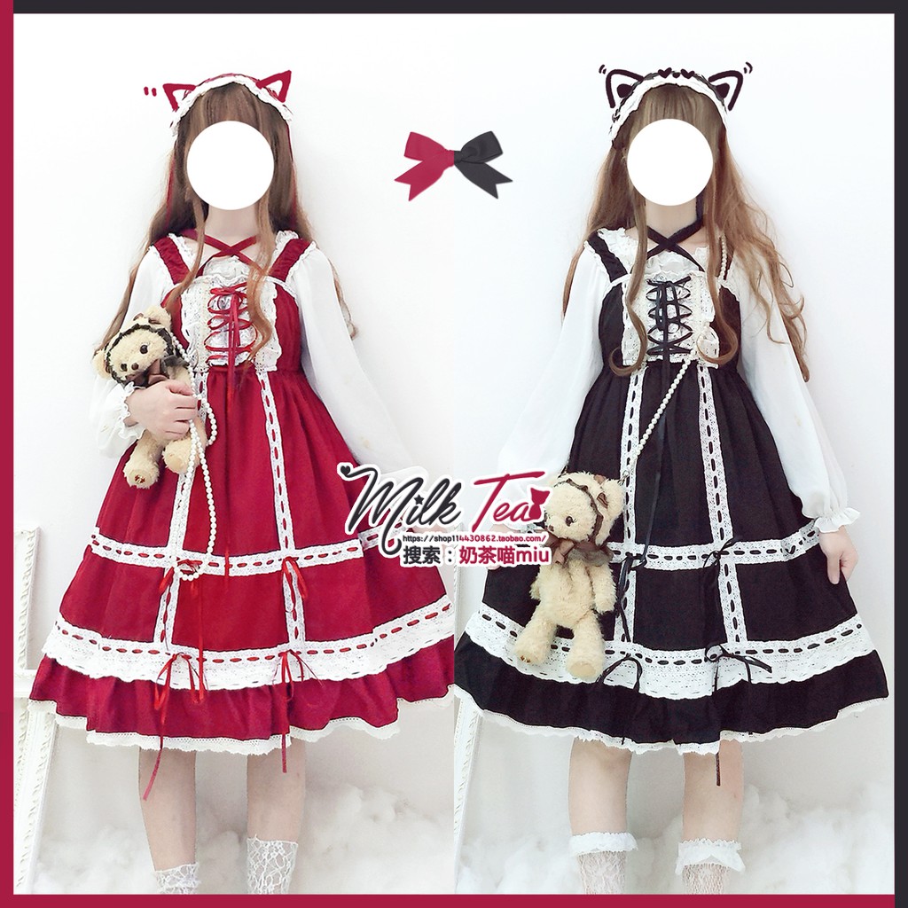 YAS0268-Set váy lolita babydoll phối ren