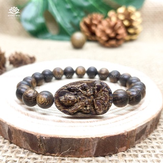 Vòng tay trầm hương mặt phật bản mệnh 12 con giáp theo tuổi Tròn Đơn Sánh Chìm - Xưởng Mộc Việt