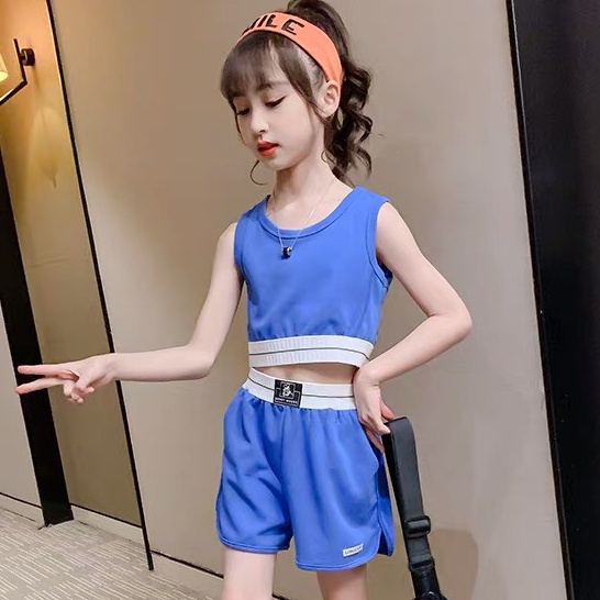 Đồ bộ bé gái Con Xinh cotton croptop thể thao cá tính, năng động, Thời trang mùa hè dành cho trẻ em từ 4 đến 10 tuổi