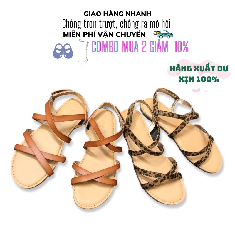 Dép Sandal Nữ Đế Bệt Xuất Dư Cat & Jack Bền - Nhẹ - Quai Mềm Cao Cấp Hà Anh Vnxk