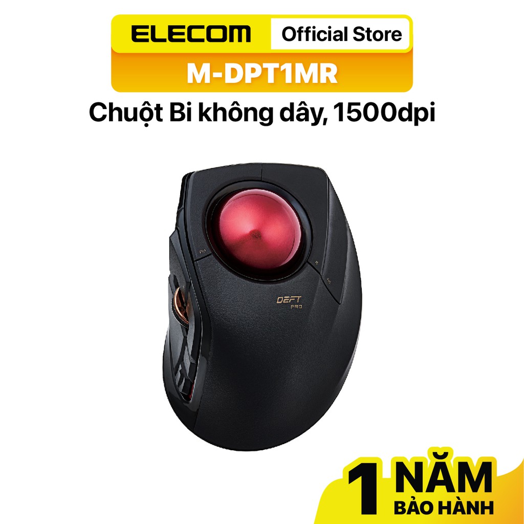 Chuột Bi không dây (Bluetooth/Wireless 2.4GHz) 1500dpi ELECOM M-DPT1MRBK