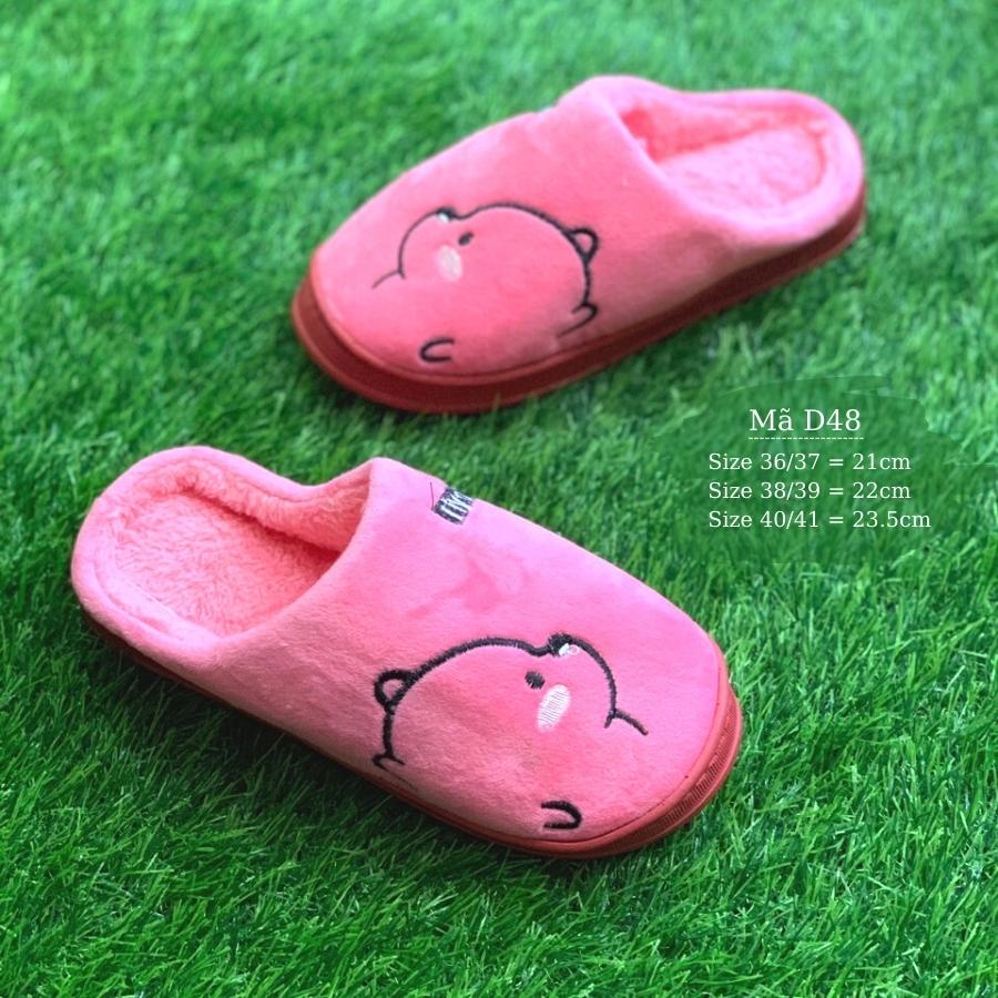 Dép lông đi trong nhà cho bé cho mẹ hình thú gấu cute dễ thương mang ấm thời trang D48