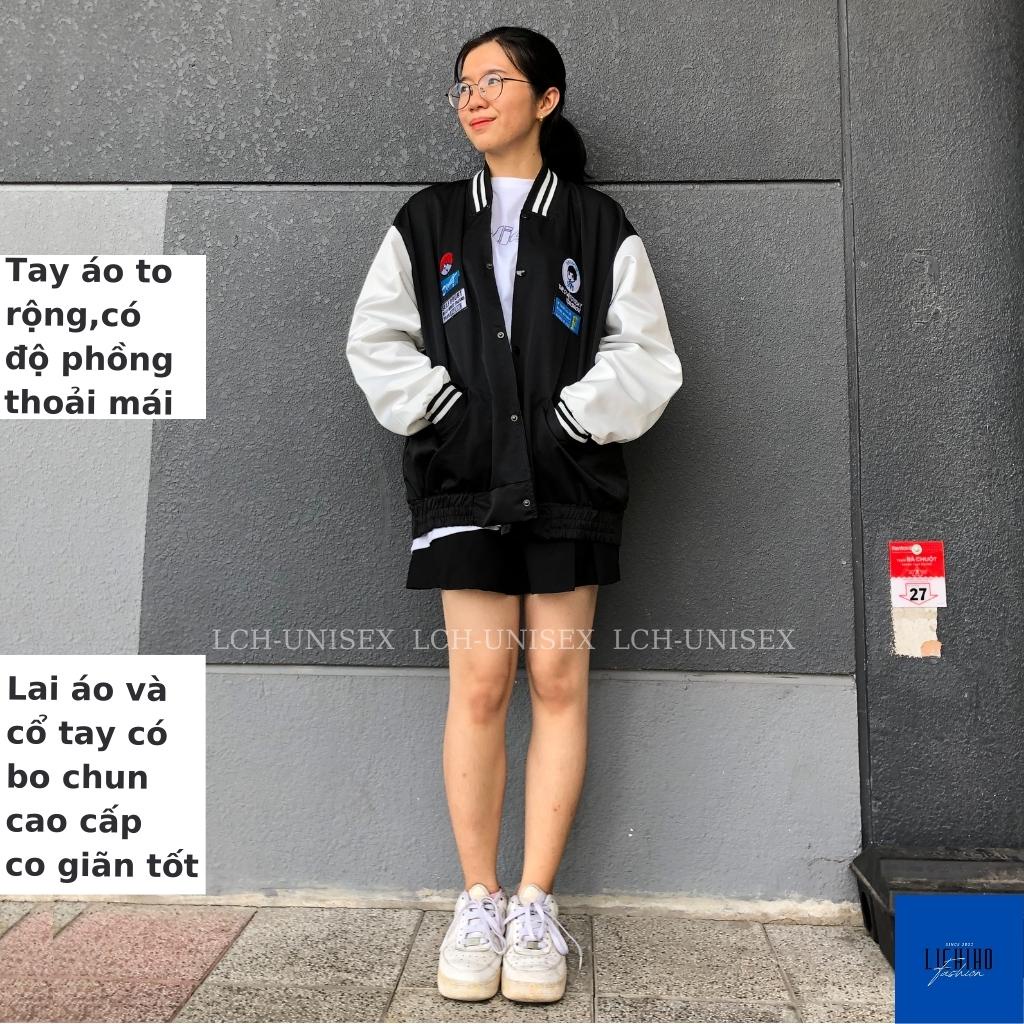 Áo khoác varsity bóng chày unisex nam nữ form rộng thêu DINNER Bomber jacket vải dù 2 lớp LCH