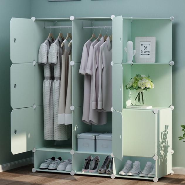 TỦ NHỰA LẮP GHÉP 12 Ô Y HÌNH SÂU 47cm. Tặng kèm 2 treo đồ.