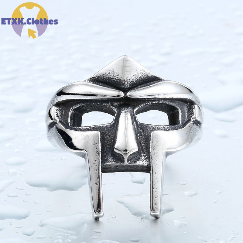 Doom Nhẫn Đeo Mặt Nạ Chiến Binh Bằng Kim Loại Không Gỉ Màu Bạc Phong Cách Đấu Sĩ Thời Trang Cá Tính Cho Nam