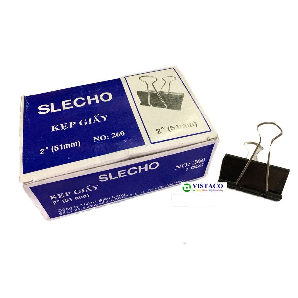 Kẹp Bướm SLECHO Nhiều Kích Thước 15mm//25mm/51mm - Hộp 12 Cái (Kẹp Giấy)