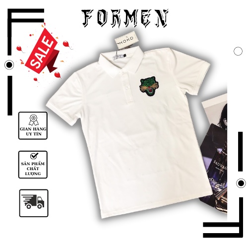 Áo thun nam, Áo polo nam cổ trụ thêu kim sa hổ xanh siêu đẹp chất liệu cotton co giãn thoáng mát-FORMEN