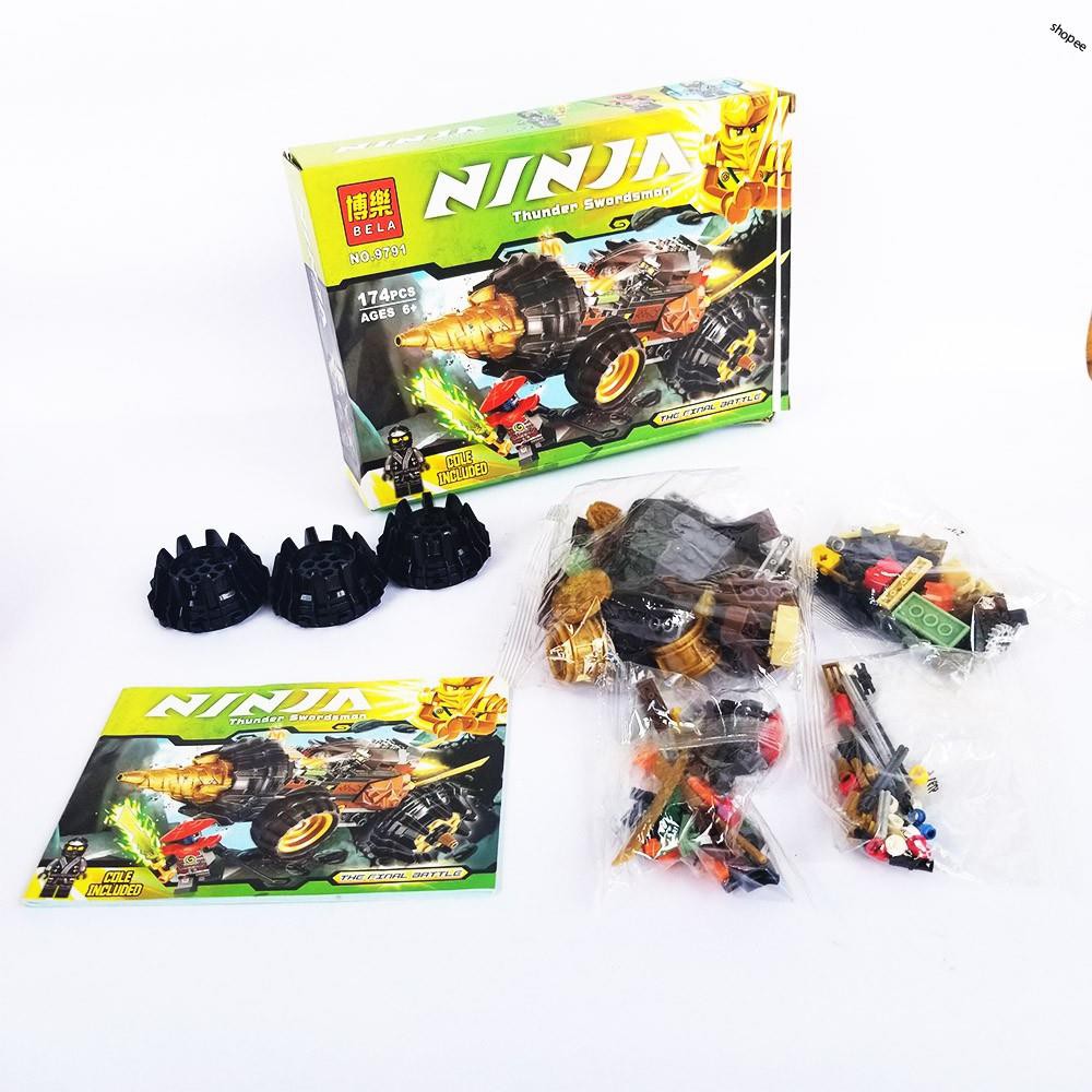 [ Lego ninjago ] ⚡ Ảnh thật ⚡ Lego đồ chơi BELA 9791 cỗ máy chiến đấu của Cole gồm 174 mảnh ghép