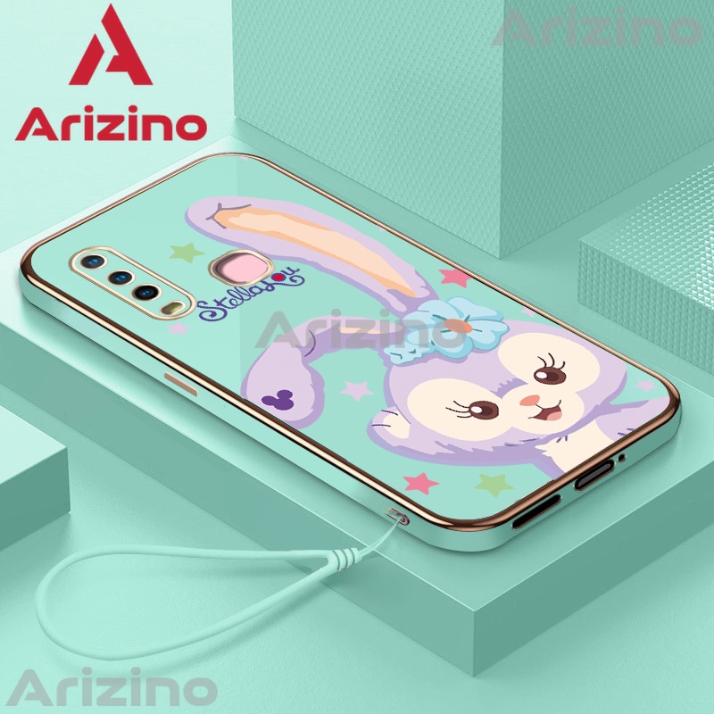 Arizino ốp lưng Vivo Y17 Y15 Y12 Y11 Y12i Mạ sang trọng viền thẳng 6D Ốp lưng silicon hình thỏ màu tím