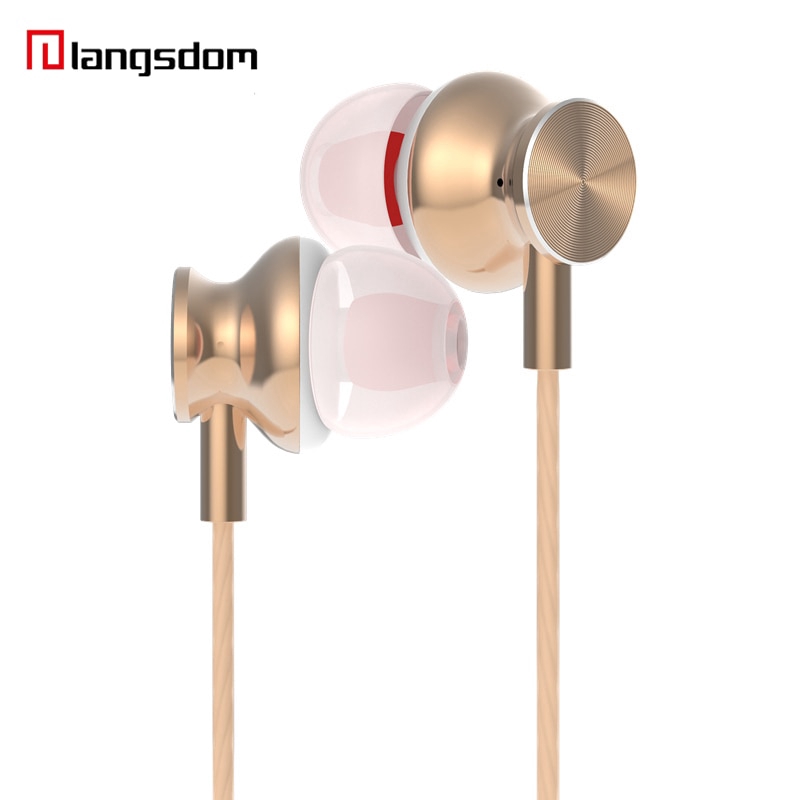 Original Langsdom M430 Stereo HiFi In-Ear Earphone Rose Gold Metal Earbud Fashion Noise Isolating Super Bass with Mic