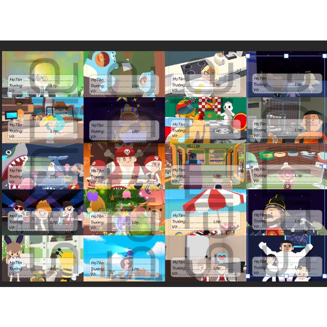 Nhãn vở dán PLAY TOGETHER game 1 bộ 20 cái độc đáo - nhãn vở Anime/Manga decal