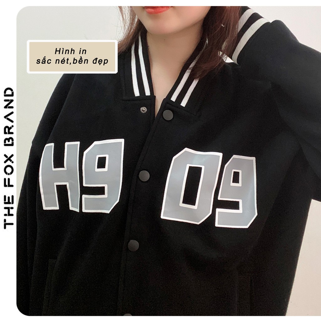 Áo Bomber , Áo khoác bóng chày THE FOX chất dù 2 lớp dáng Unisex Form rộng in hình H909
