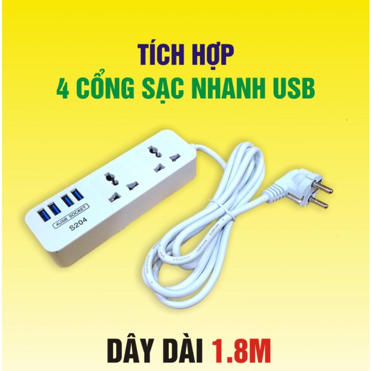 Ổ cắm điện thông minh T-03 tích hợp 4 cổng sạc nhanh USB 5V-4A
