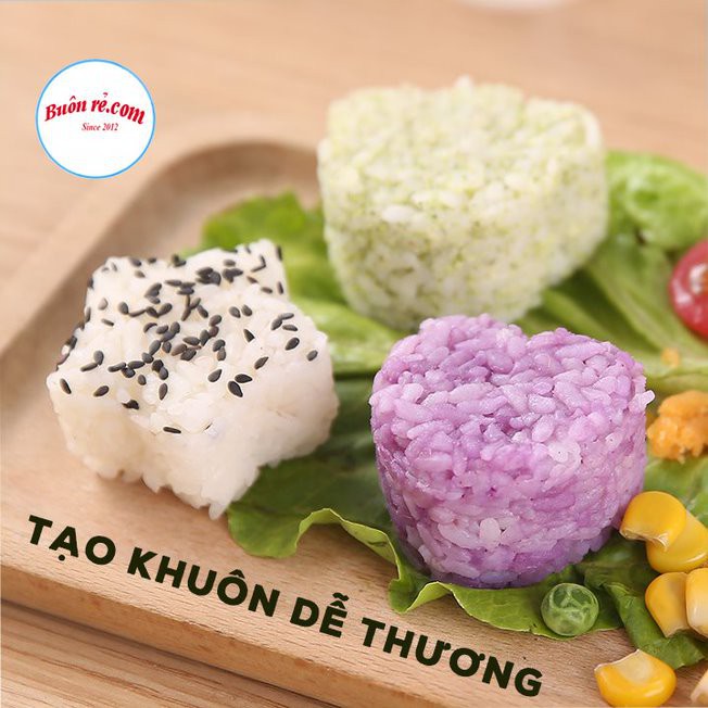 Set 7 khuôn cơm nắm bento KÈM THÌA tiện lợi – Khuôn cơm nhựa trong suốt an toàn sức khỏe 01471