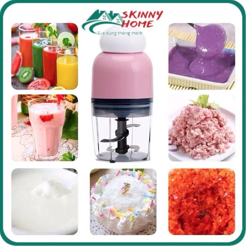 Máy xay thực phẩm xoay nhuyễn các loại thực phẩm rau củ thịt cá hay tỏi ớt gia vị Osaka DH-807 NẮP TRẮNG SKINNY HOME