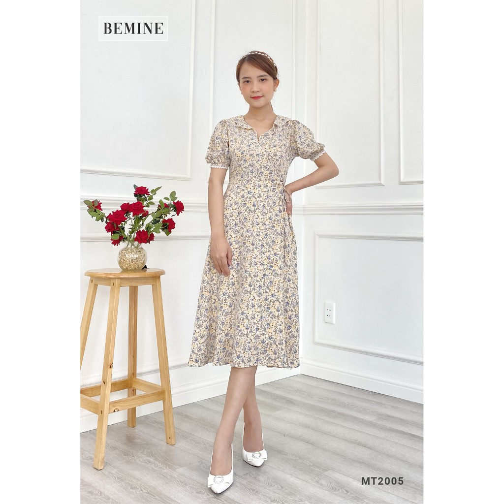 Đầm hoa cổ bèo ngực chéo cột eo BEMINE MT2005DA | BigBuy360 - bigbuy360.vn