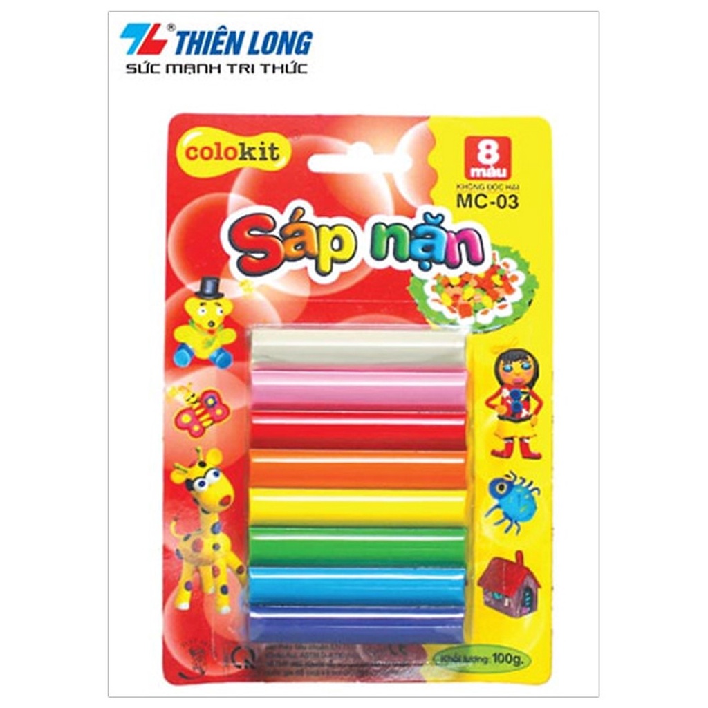 Bút Sáp Nặn Thiên Long MC03/04/015 hộp 8 12 Màu, đất nặn thủ công Cho Bé Thỏa Sức Vui Chơi Sáng Tạo
