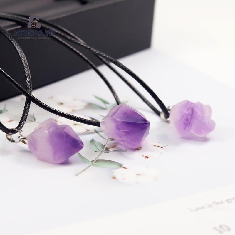 ✨✨Mặt Vòng cổ Bằng Đá Thạch Anh Tím Tự Nhiên DIY Dành Cho Nam Nữ