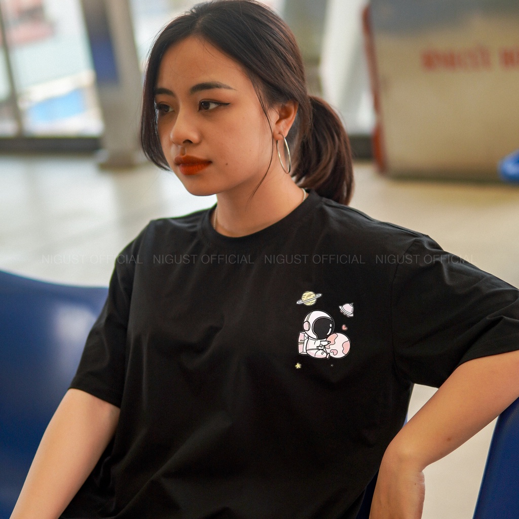 Áo thun tay lỡ in hình phi hành gia NASA đôi nam nữ unisex form rộng , áo phông local brand Nigust full tag N233