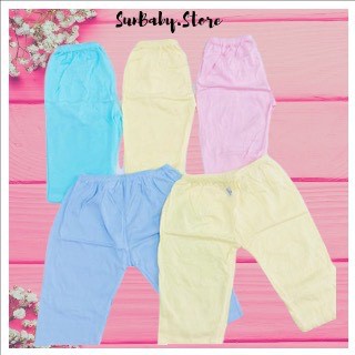 Bộ 10 quần dài sơ sinh Bossini màu cho bé từ 3-17kg, quần chục.