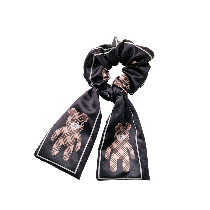 Cột tóc scrunchies hàn quốc họa tiết gấu và sọc cực xinh Tiluca S51