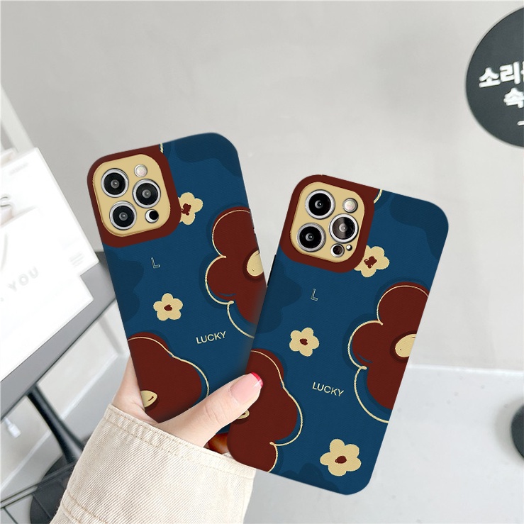 Ốp lưng iPhone XS Max vuông bảo vệ cam hoa Lucky ốp cho iphone 13 12 11 promax 6 6s 6plus 6splus 7 7plus 8 8plus