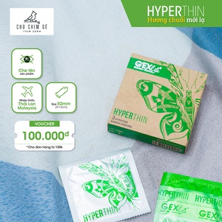 Bao cao su GEXlife Hyperthin ôm khít kéo dài hộp 3 cái - Chú Chim Sẽ