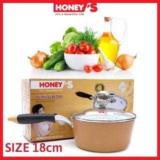 Nồi chống dính ceramic Honey's - size 18m -HO-AP2C182, an toàn sức khỏe, không bong tróc, bền, đẹp (không dùng bếp từ)