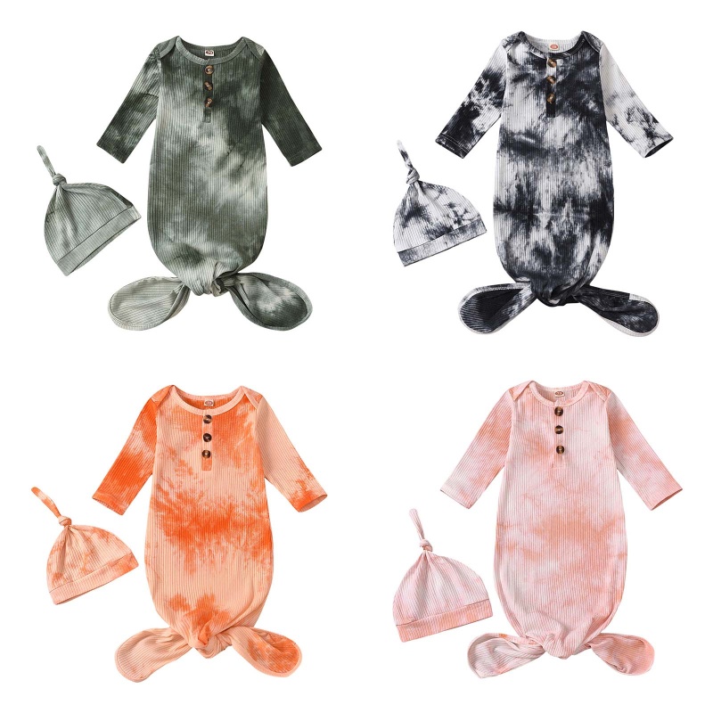 Set 2 Món Gồm Chăn Quấn Nón + Túi Ngủ + Khăn Quấn Màu Nhuộm Cho Bé Chụp Ảnh