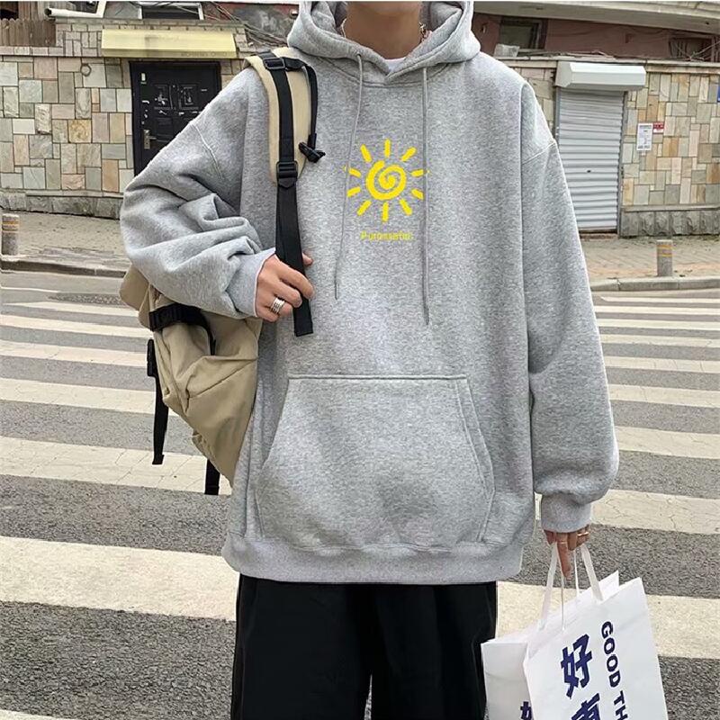 Áo Hoodie Mùa Đông Dáng Rộng Thoải Mái Có Túi Tay Dài In Họa Tiết Thời Trang Nhật Bản Cho Nam Size M-8XL