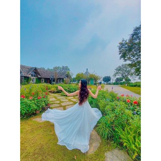 ĐẦM MAXI TRẮNG.  ĐAN LƯNG