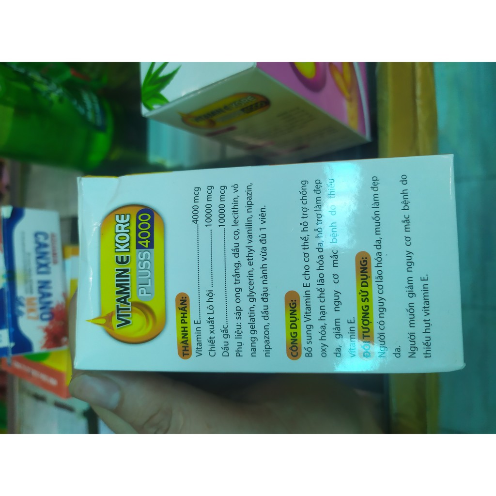 Vitamin E Kore Plus 4000 chiết xuất từ lô hội chống oxy hóa, chống lão hóa da, bổ sung vitamin e, sáng da | BigBuy360 - bigbuy360.vn