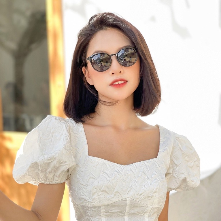 Kính mát nam nữ Lilyeyewear mắt tròn càng kim loại chắc chắn thiết kế thời trang R0006