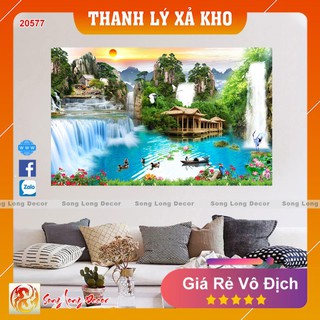 Tranh dán tường 3d Sơn Thủy Hữu Tình - 20577 Tranh 3D Phong Thủy - Giấy dán tường 3d - Song Long Decor