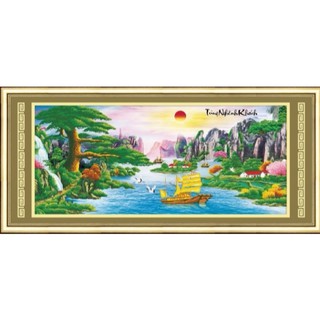 Tranh gắn đá tùng nghênh khách h748